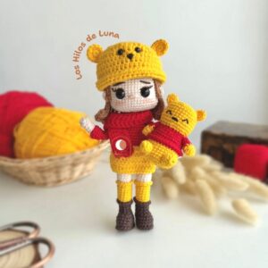 winnie the pooh y emma, amigurumi pattern, patron amigurumi